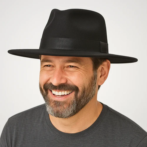 Chapéu Fedora Camurça Feltro Veludo Aba Reta Média