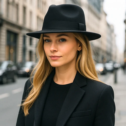 Chapéu Fedora Camurça Feltro Veludo Aba Reta Média